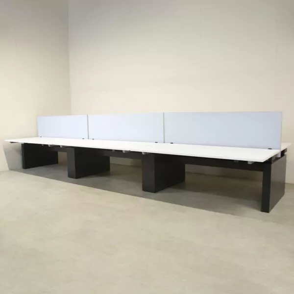 Assman Pod of 6 White Electric 1600mm H/A Desks with Fixed Screen