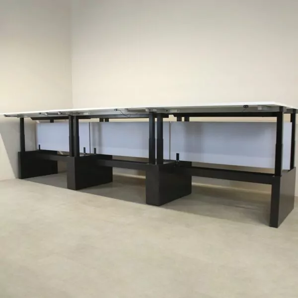 Assman Pod of 6 White Electric 1600mm H/A Desks with Fixed Screen