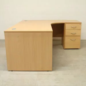 Beech 1800mm R/H Crescent Desk with D/H Pedestal