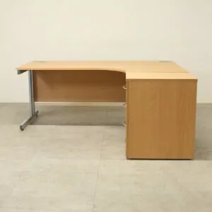 L&P Beech 1800mm R/H Crescent Desk with D/H Pedestal