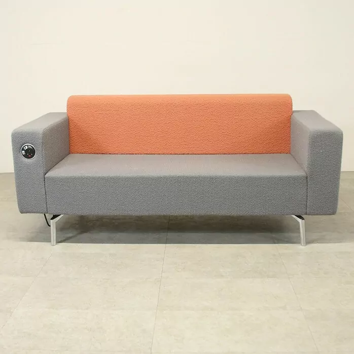 Orange & Grey Sofa with Power/Data