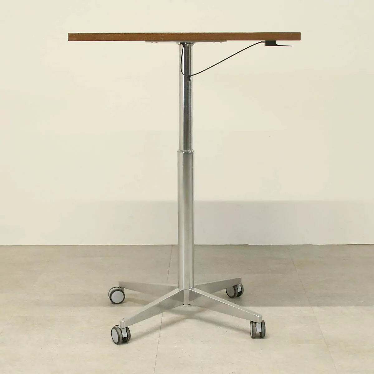 Walnut Height Adjustable Walnut 750mm Square Table