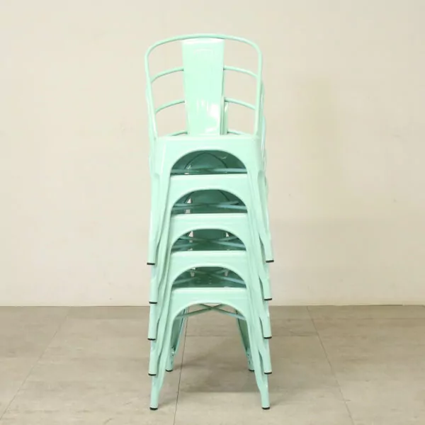 Tolix Style Mint Green Metal Stacking Cafe Chair - ENV333