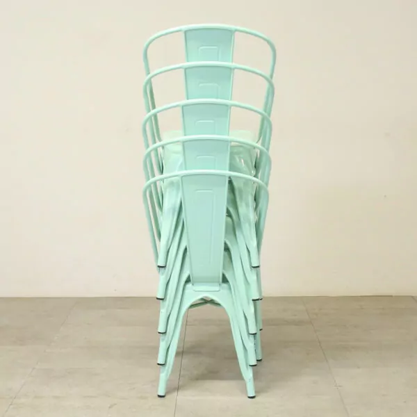 Tolix Style Mint Green Metal Stacking Cafe Chair - ENV333