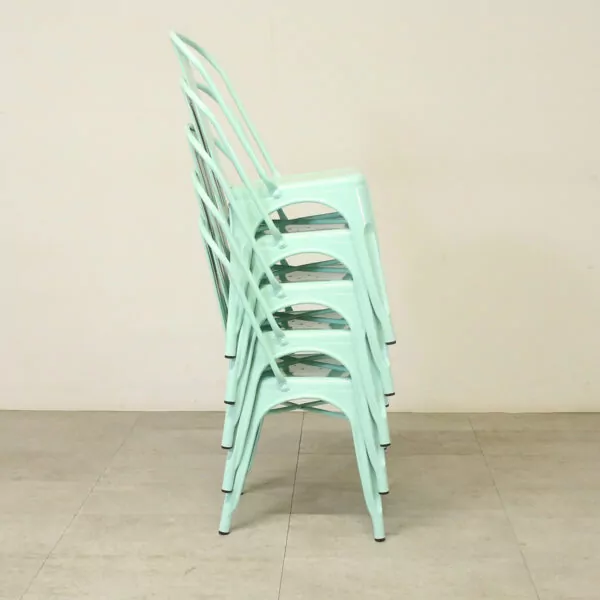 Tolix Style Mint Green Metal Stacking Cafe Chair - ENV333