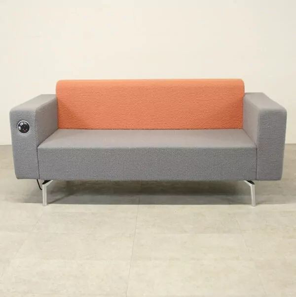 Orange & Grey Sofa with Power/Data