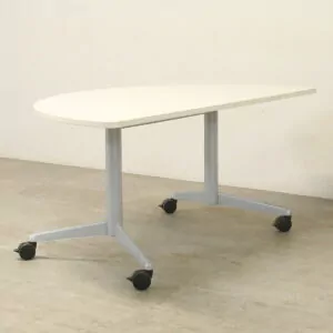 Steelcase Off White 1600mm D-End Flip Top Table - YSP009