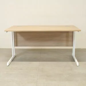 Optima C Cantilever Desk 1400wx800dx720h Amber Oak -White Leg Frame - Brand New