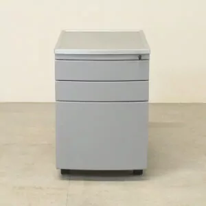 Grey Metal Bow Fronted Mobile Pedestal