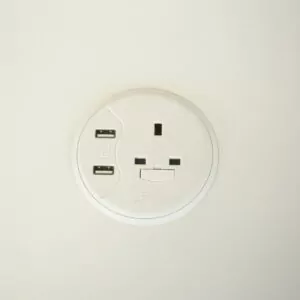 Used White Cable Port Office Power Pack for Sale By LOF Office Furniture