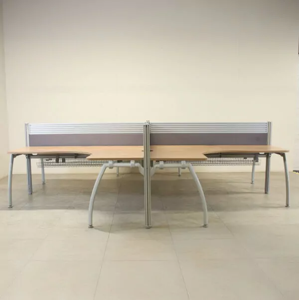 Senator Pod of 4 Autumn Cherry 1770mm Crescent Desks with D/M Screens - CUM022