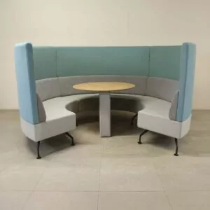 Orangebox  Perimeter 3-Section Seating Booth Teal & Grey Circular Booth with Table - LOC317