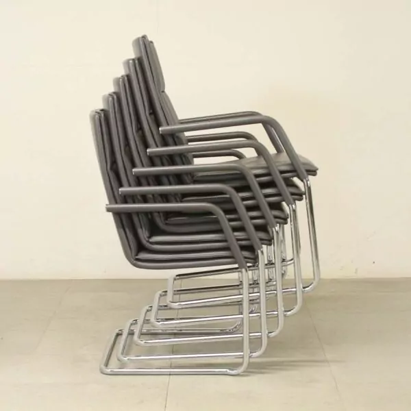Brunner Fina Soft Grey Leather Meeting Chair - LOC253DS