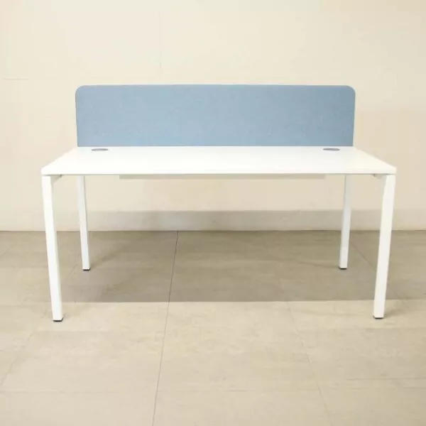 Narbutas White 1600mm Straight Desk with D/M Screen - As New -LOC287